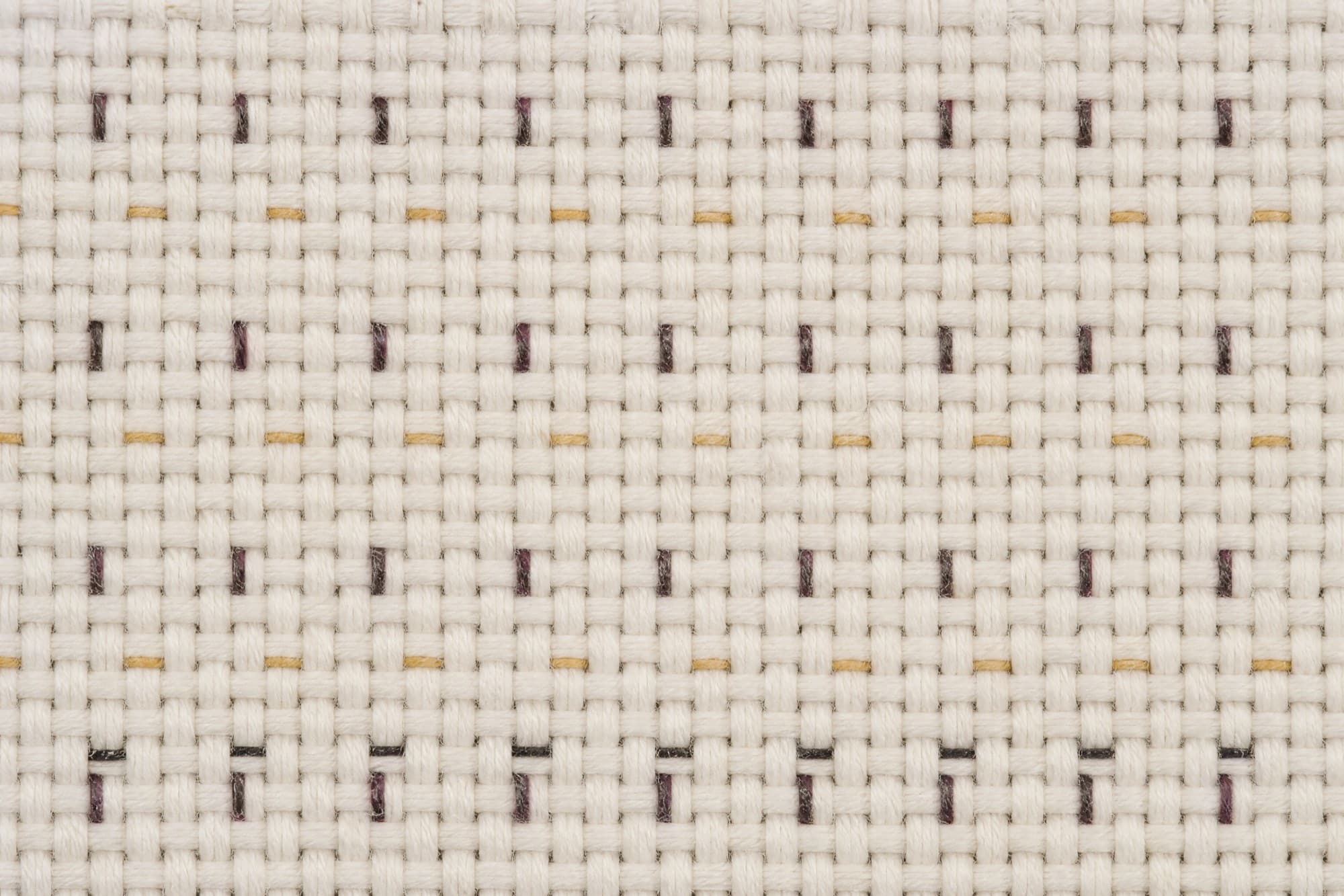 Macro photograph of the warp and weft of undyed plain-weave cotton
